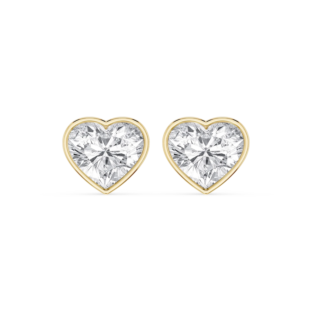 Heart LGD Bezel Set Certified Stud Earrings