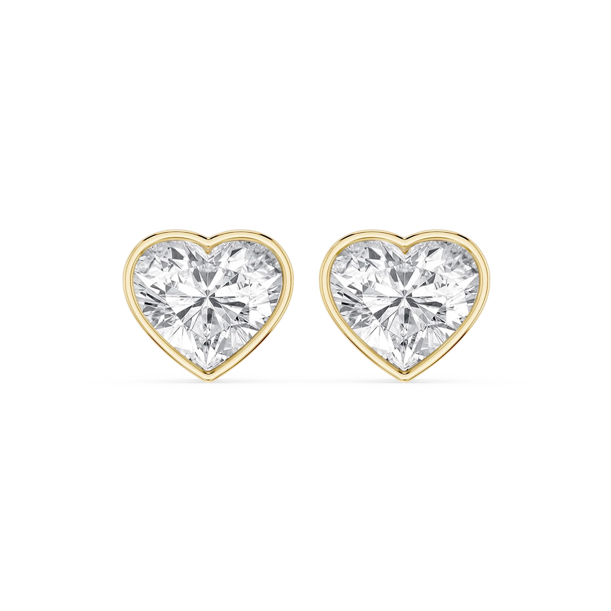 Heart LGD Bezel Set Certified Stud Earrings