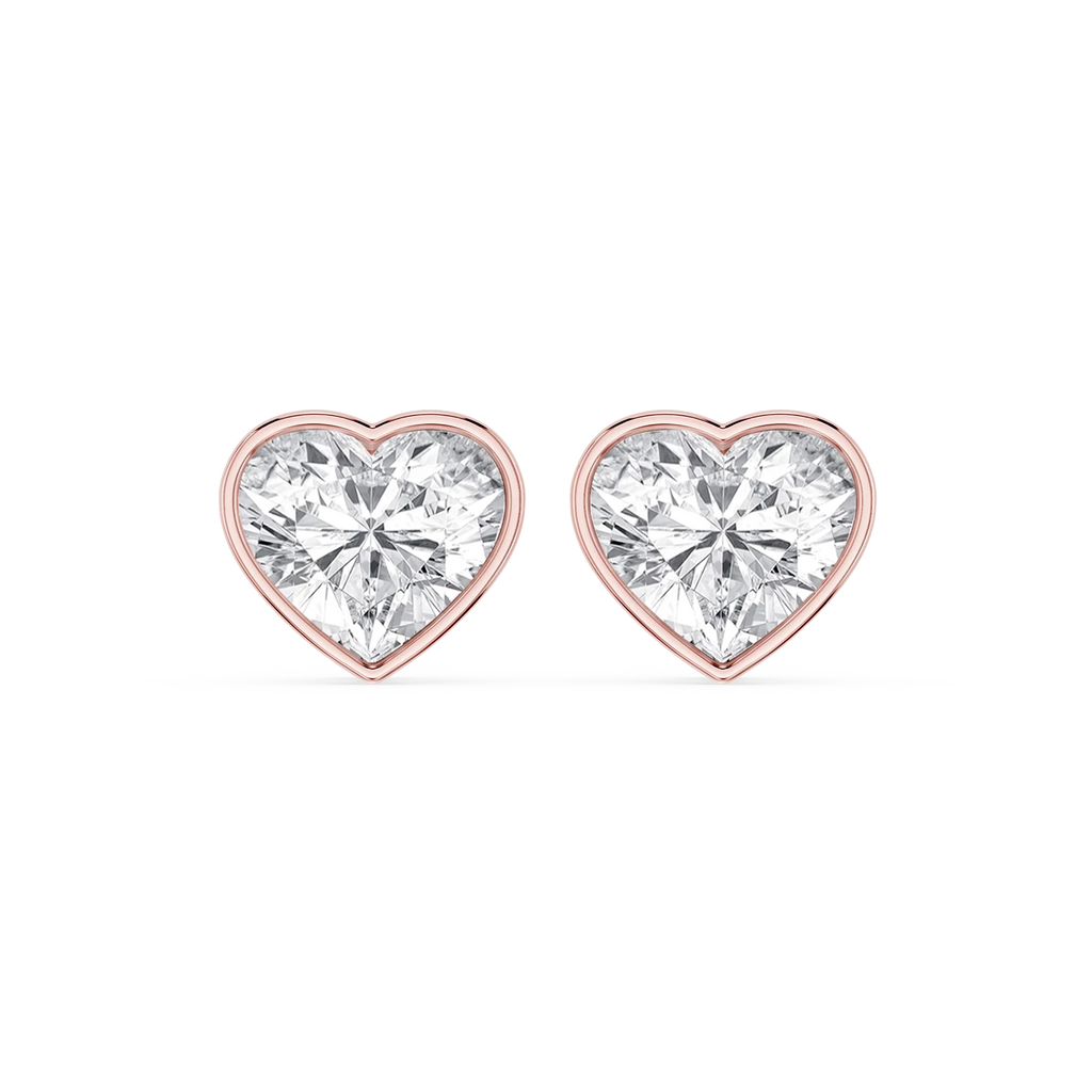 Heart LGD Bezel Set Certified Stud Earrings