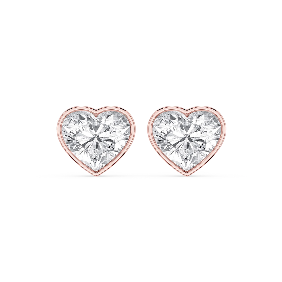 Heart LGD Bezel Set Certified Stud Earrings