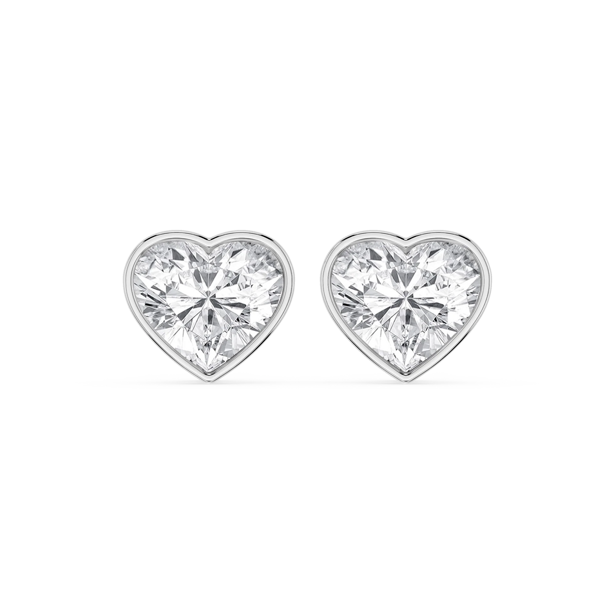 Heart LGD Bezel Set Certified Stud Earrings