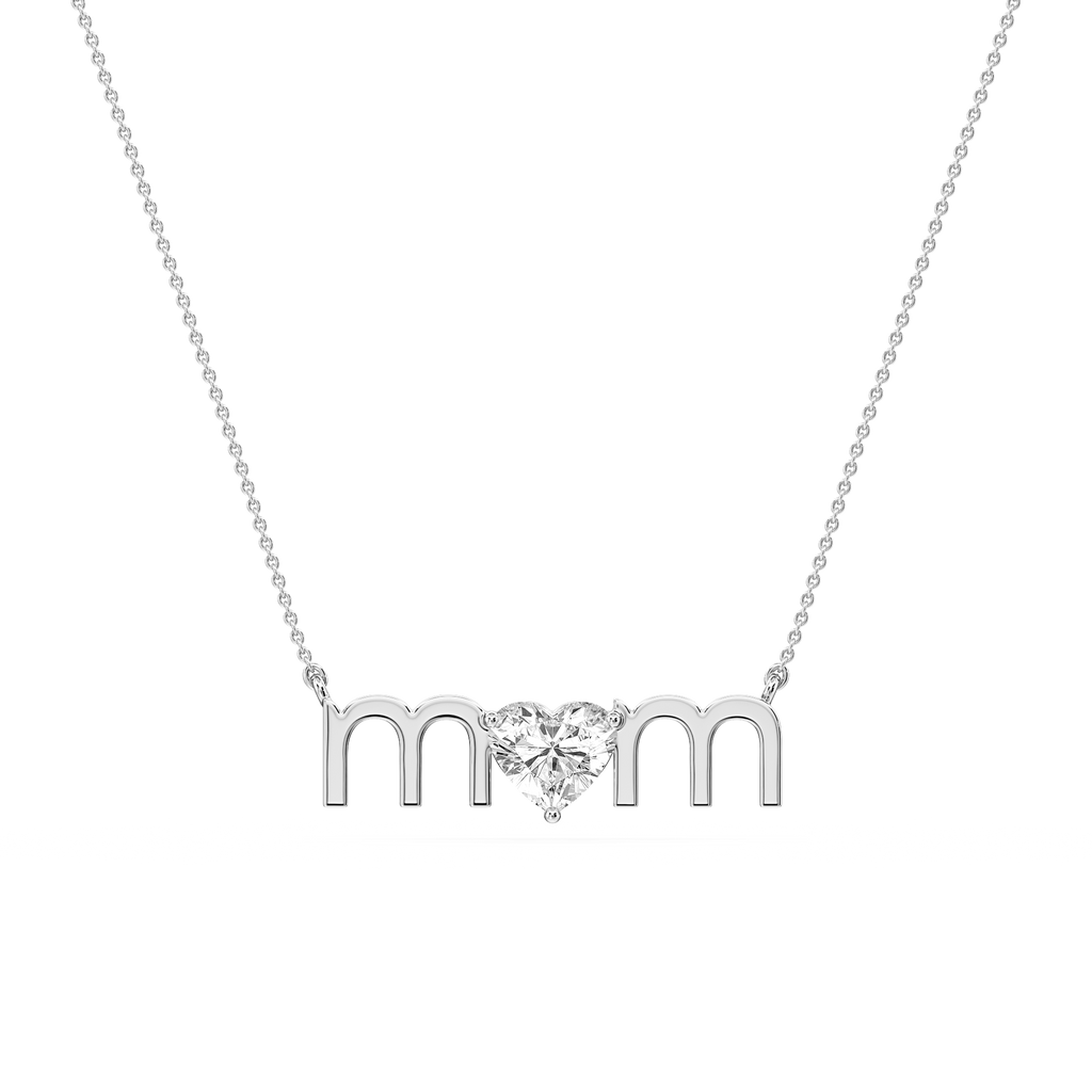 Heart LGD Mom Solitaire Pendant - 16 to 18 Inches