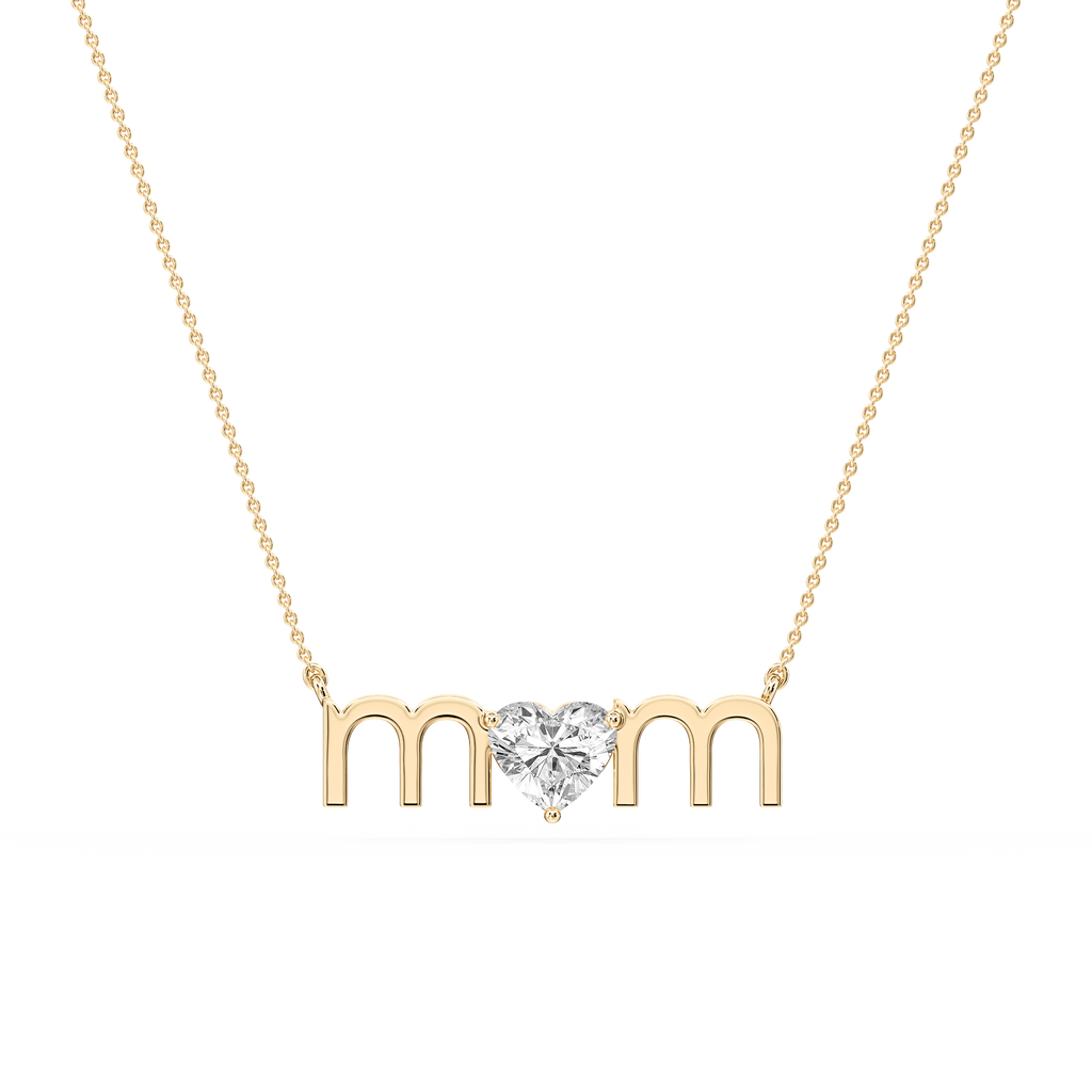 Heart LGD Mom Solitaire Pendant - 16 to 18 Inches