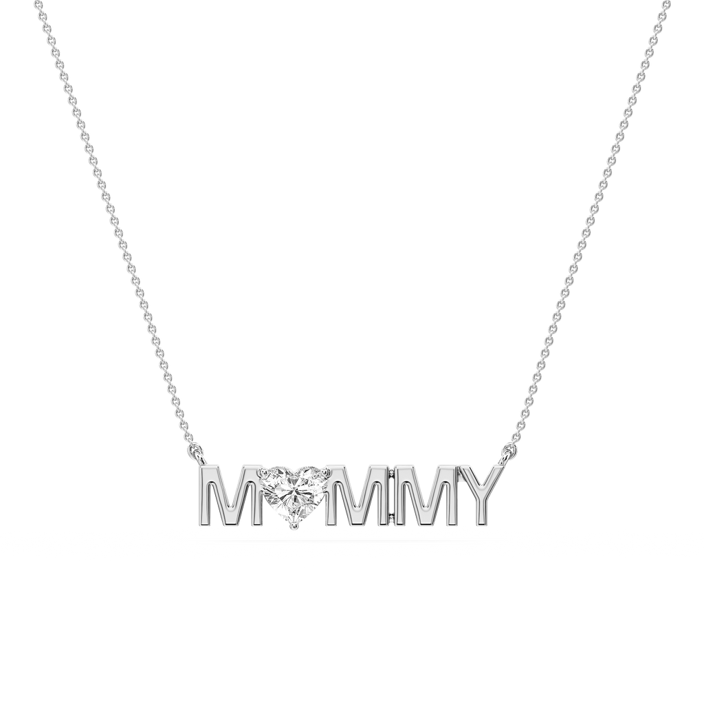 Heart LGD Mommy Solitaire Pendant - 16 to 18 Inches