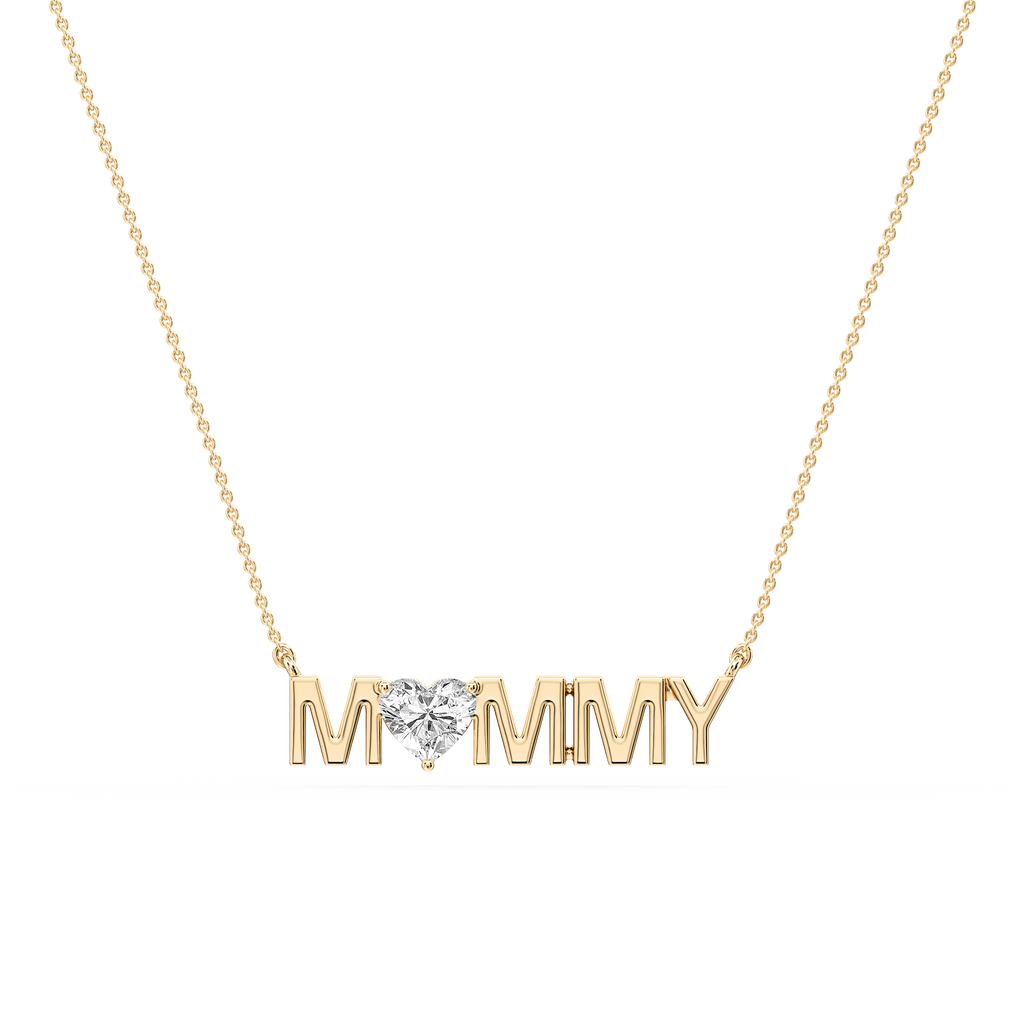 Heart LGD Mommy Solitaire Pendant - 16 to 18 Inches