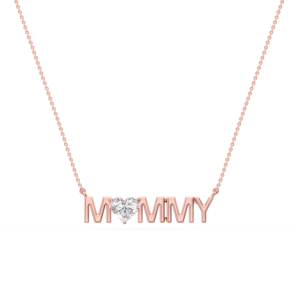 Heart LGD Mommy Solitaire Pendant - 16 to 18 Inches