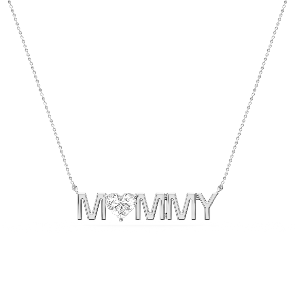 Heart LGD Mommy Solitaire Pendant - 16 to 18 Inches