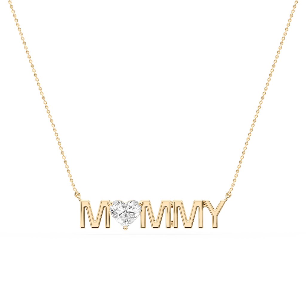 Heart LGD Mommy Solitaire Pendant - 16 to 18 Inches