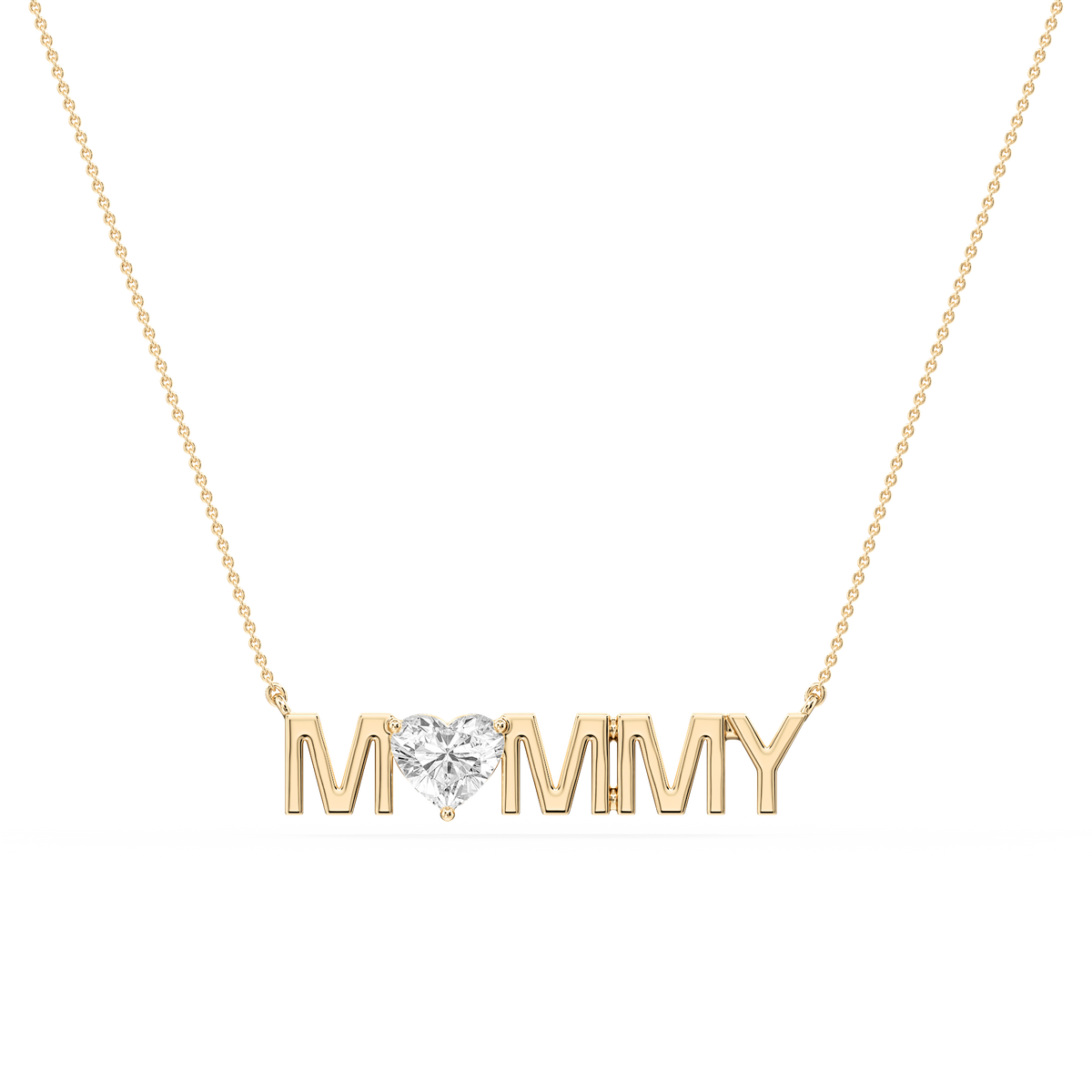Heart LGD Mommy Solitaire Pendant - 16 to 18 Inches