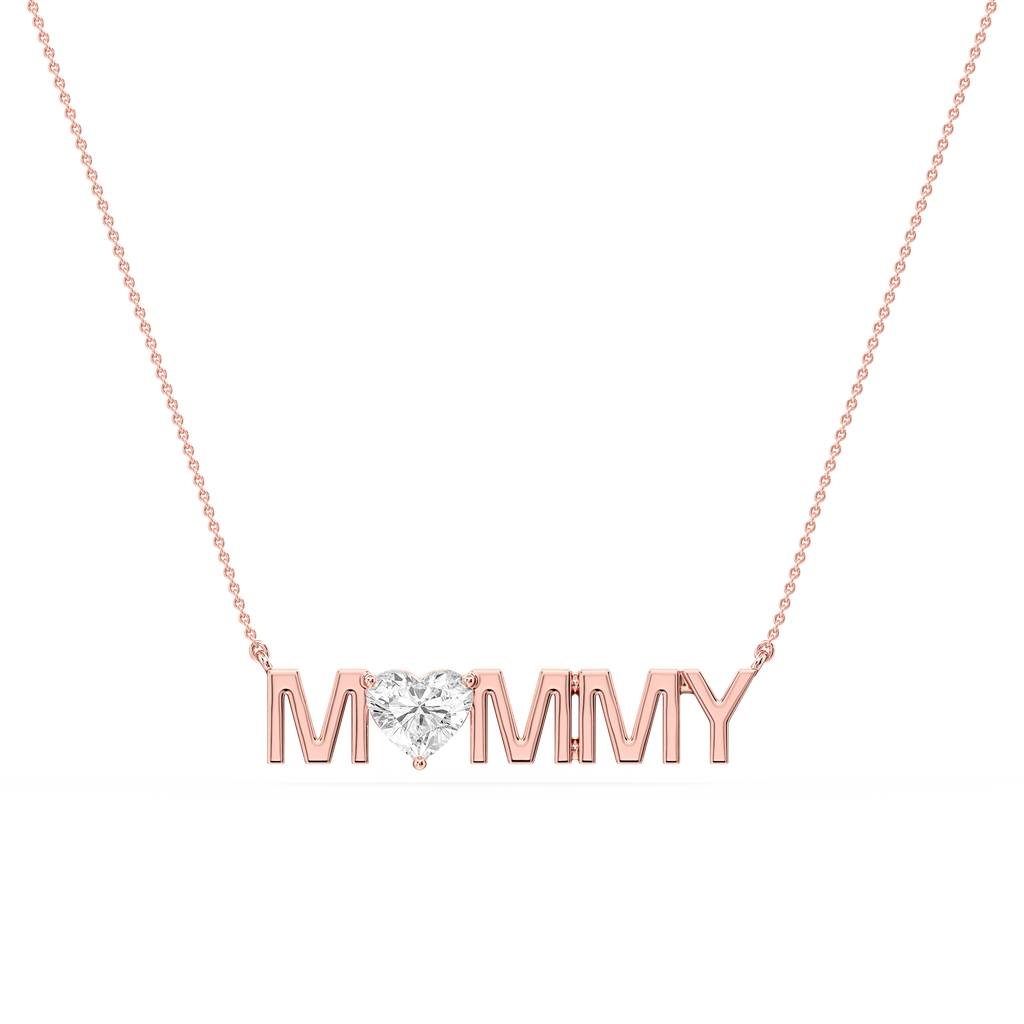 Heart LGD Mommy Solitaire Pendant - 16 to 18 Inches