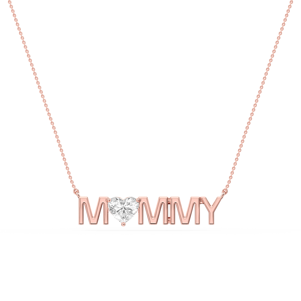 Heart LGD Mommy Solitaire Pendant - 16 to 18 Inches