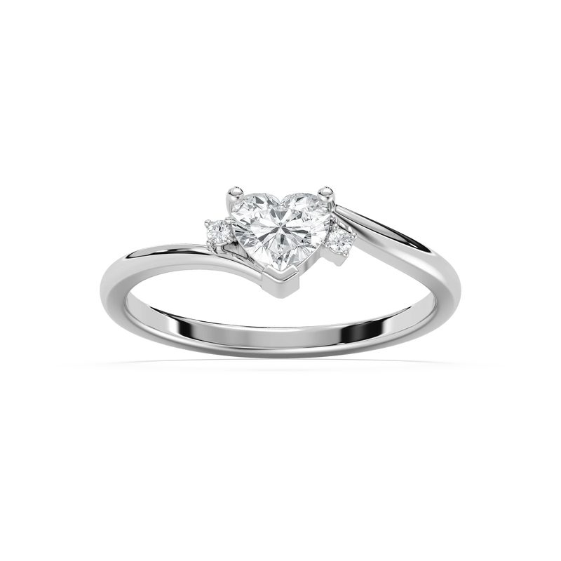 Reagan 1/2 ctw Heart and Round LGD Bypass Promise Ring - 14K White Gold