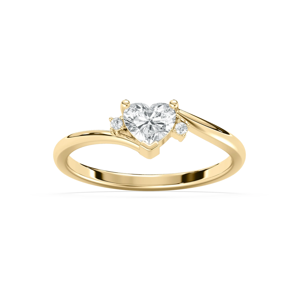 Reagan 1/2 ctw Heart and Round LGD Bypass Promise Ring - 14K Yellow Gold
