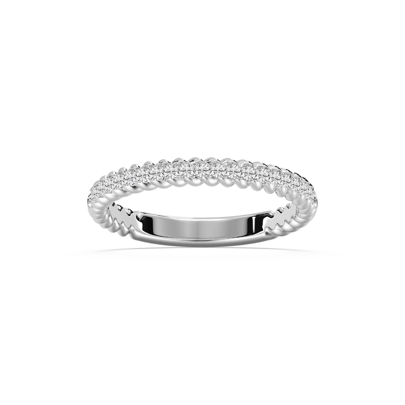 Helix 1/5 ctw Round LGD Rope Twist Wedding Band - 14K White Gold