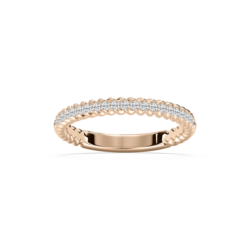Helix 1/5 ctw Round LGD Rope Twist Wedding Band - 14K Rose Gold