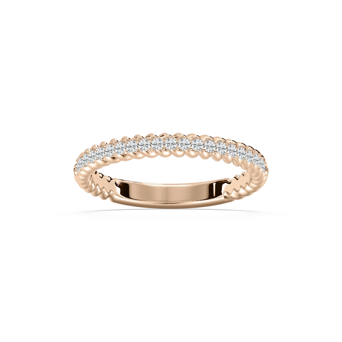 Helix 1/5 ctw Round LGD Rope Twist Wedding Band - 14K Rose Gold