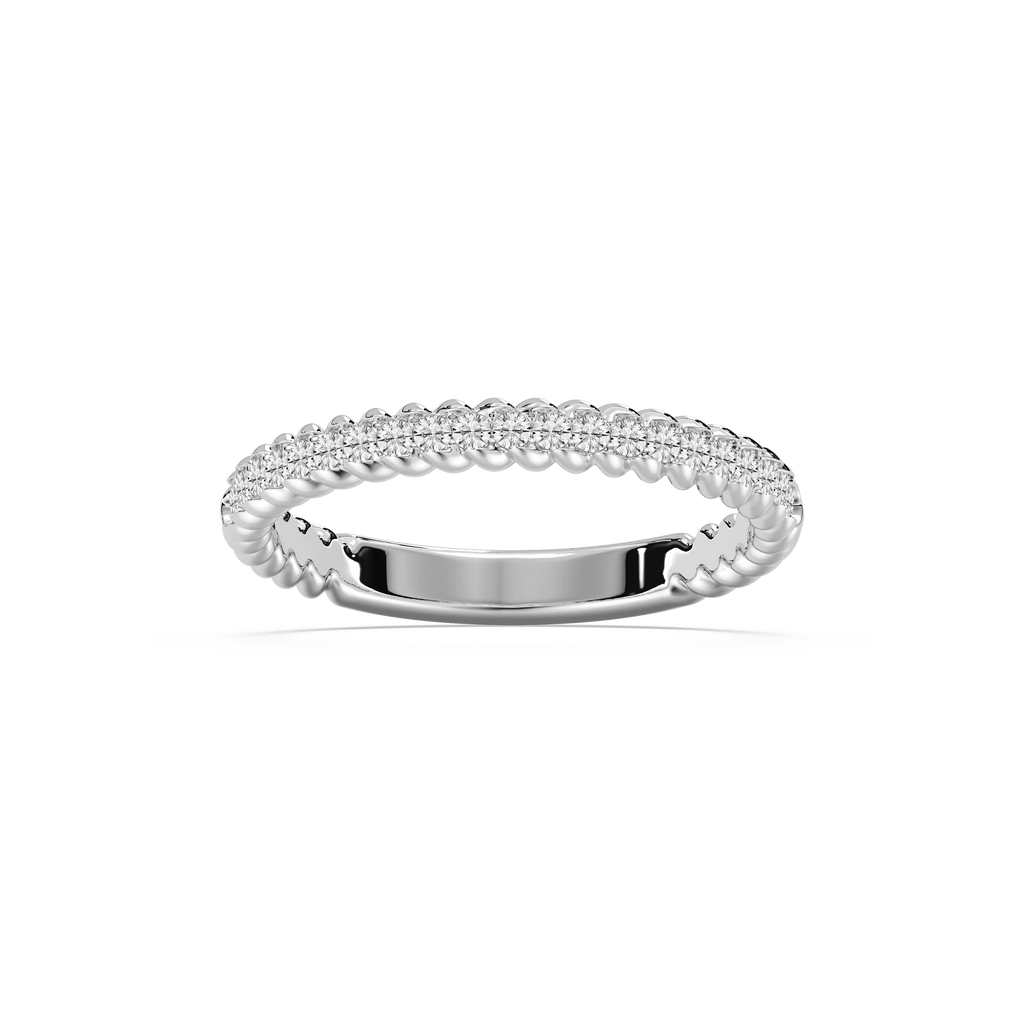 Helix 1/5 ctw Round LGD Rope Twist Wedding Band - 18K White Gold