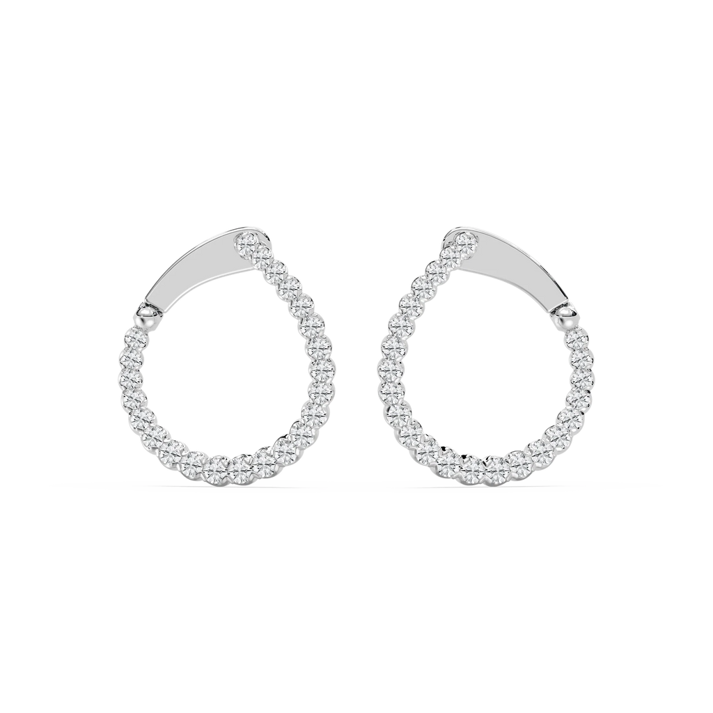 Round LGD Hinged Back Huggie Hoop Earrings - 14K White Gold / 1.0ctw