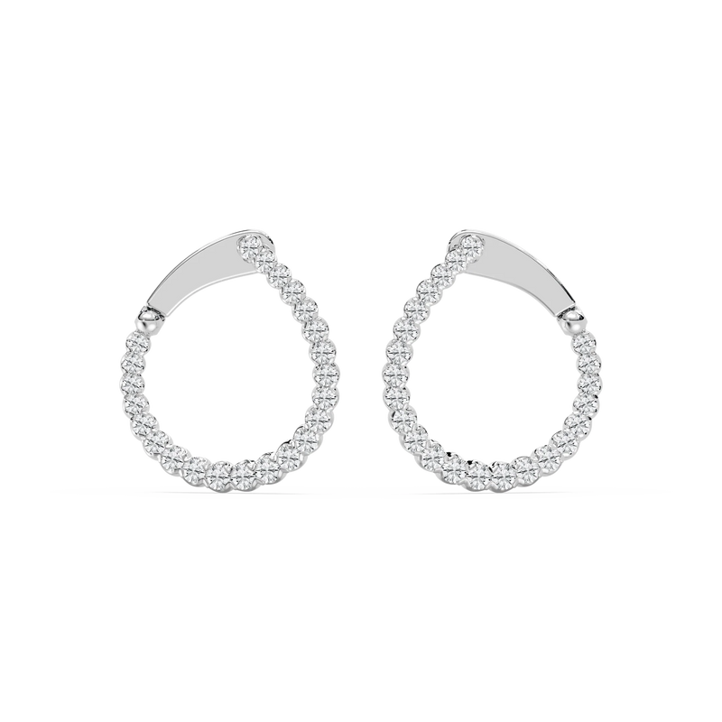 Round LGD Hinged Back Huggie Hoop Earrings - 14K White Gold / 1.0ctw