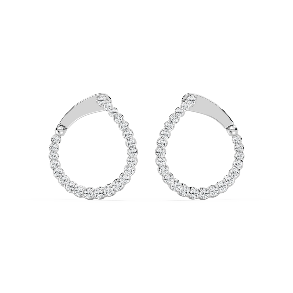 Round LGD Hinged Back Huggie Hoop Earrings - 14K White Gold / 5.0ctw