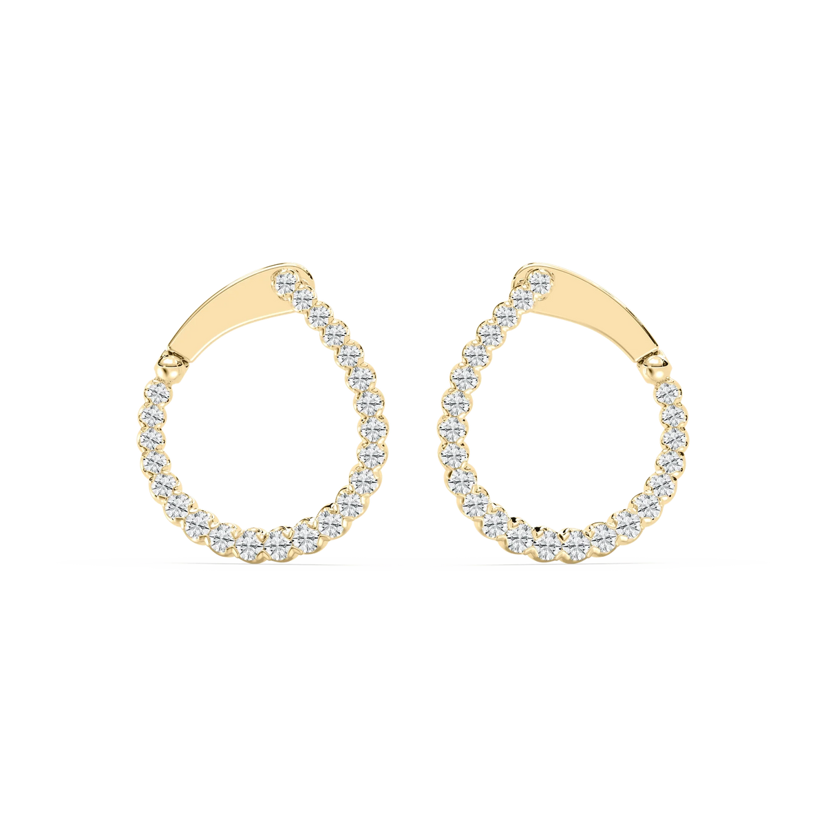 Round LGD Hinged Back Huggie Hoop Earrings - 14K Yellow Gold / 5.0ctw