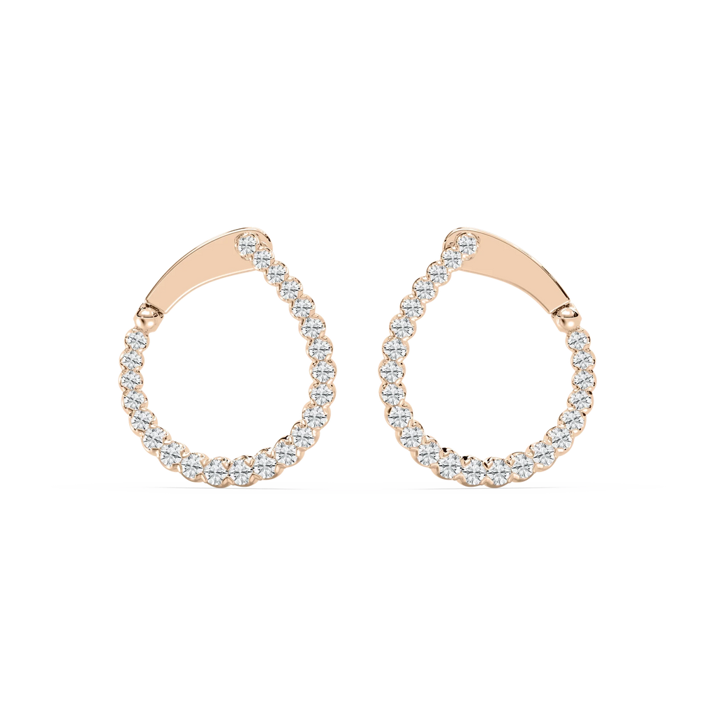 Round LGD Hinged Back Huggie Hoop Earrings - 14K Rose Gold / 1.0ctw