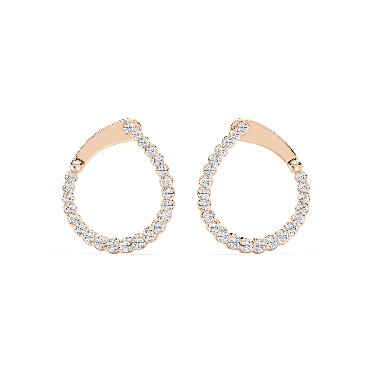 Round LGD Hinged Back Huggie Hoop Earrings - 14K Rose Gold / 5.0ctw