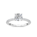 Hope LGD Shared Prong Side Stone Engagement Ring - 14K White Gold