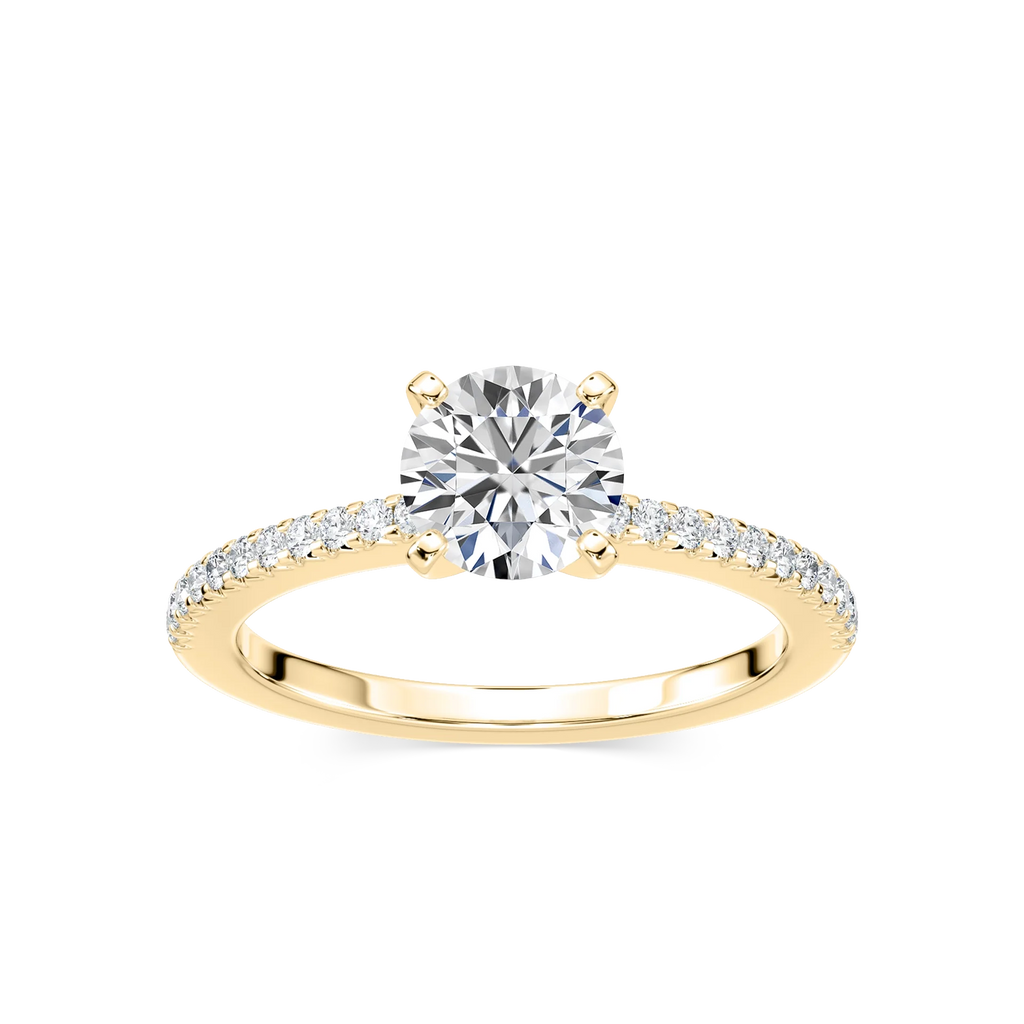 Hope LGD Shared Prong Side Stone Engagement Ring - 14K Yellow Gold