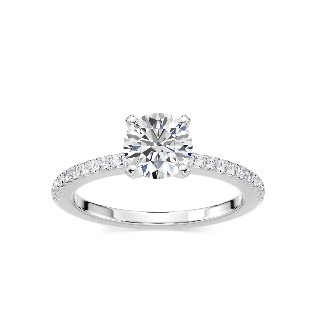 Hope LGD Shared Prong Side Stone Engagement Ring - 18K White Gold