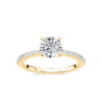 Hope LGD Shared Prong Side Stone Engagement Ring - 18K Yellow Gold