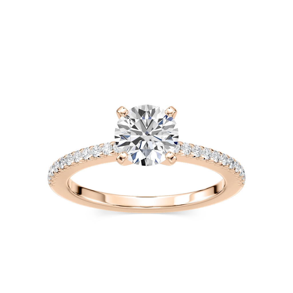 Hope LGD Shared Prong Side Stone Engagement Ring - 18K Rose Gold