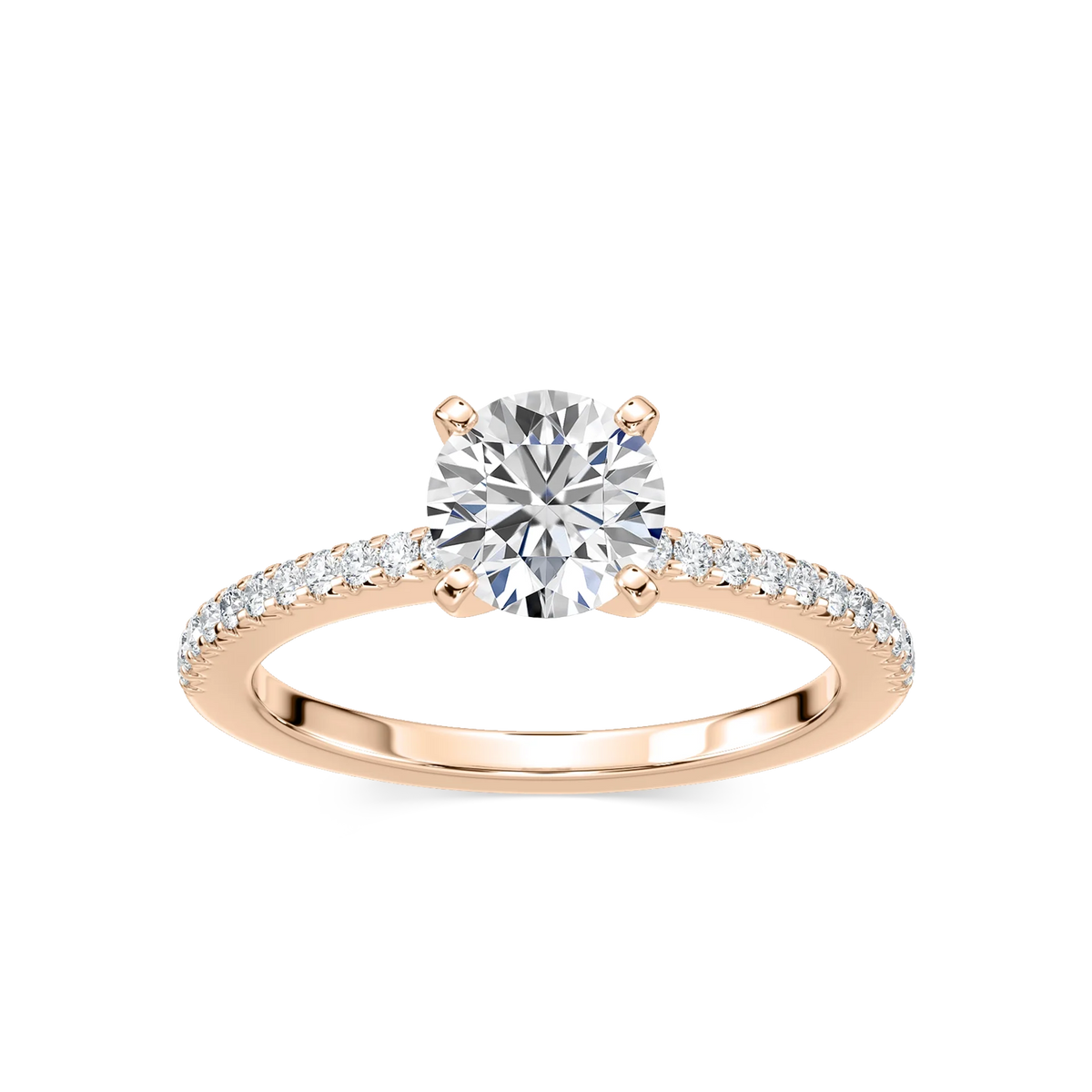 Hope LGD Shared Prong Side Stone Engagement Ring - 18K Rose Gold