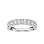 Indy 7/8 ctw Baguette and Round LGD Alternating Wedding Band - 14K White Gold