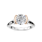 Audrey Round LGD Half Bezel Solitaire Engagement Ring - Two-Tone 14K White Gold and 14K Rose Gold