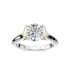 Audrey Round LGD Half Bezel Solitaire Engagement Ring - Two-Tone 14K White Gold and 14K Yellow Gold