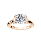 Audrey Round LGD Half Bezel Solitaire Engagement Ring - 18K Rose Gold