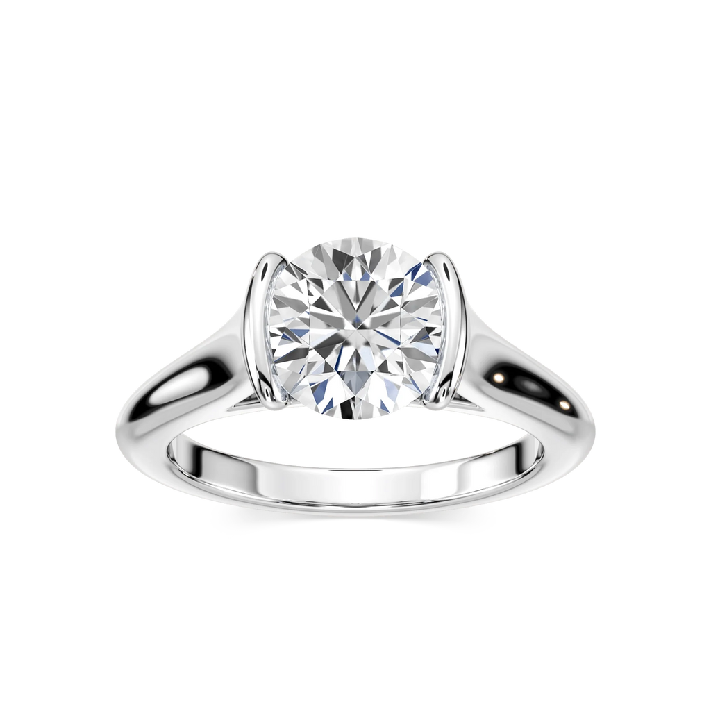 Audrey Round LGD Half Bezel Solitaire Engagement Ring - Platinum
