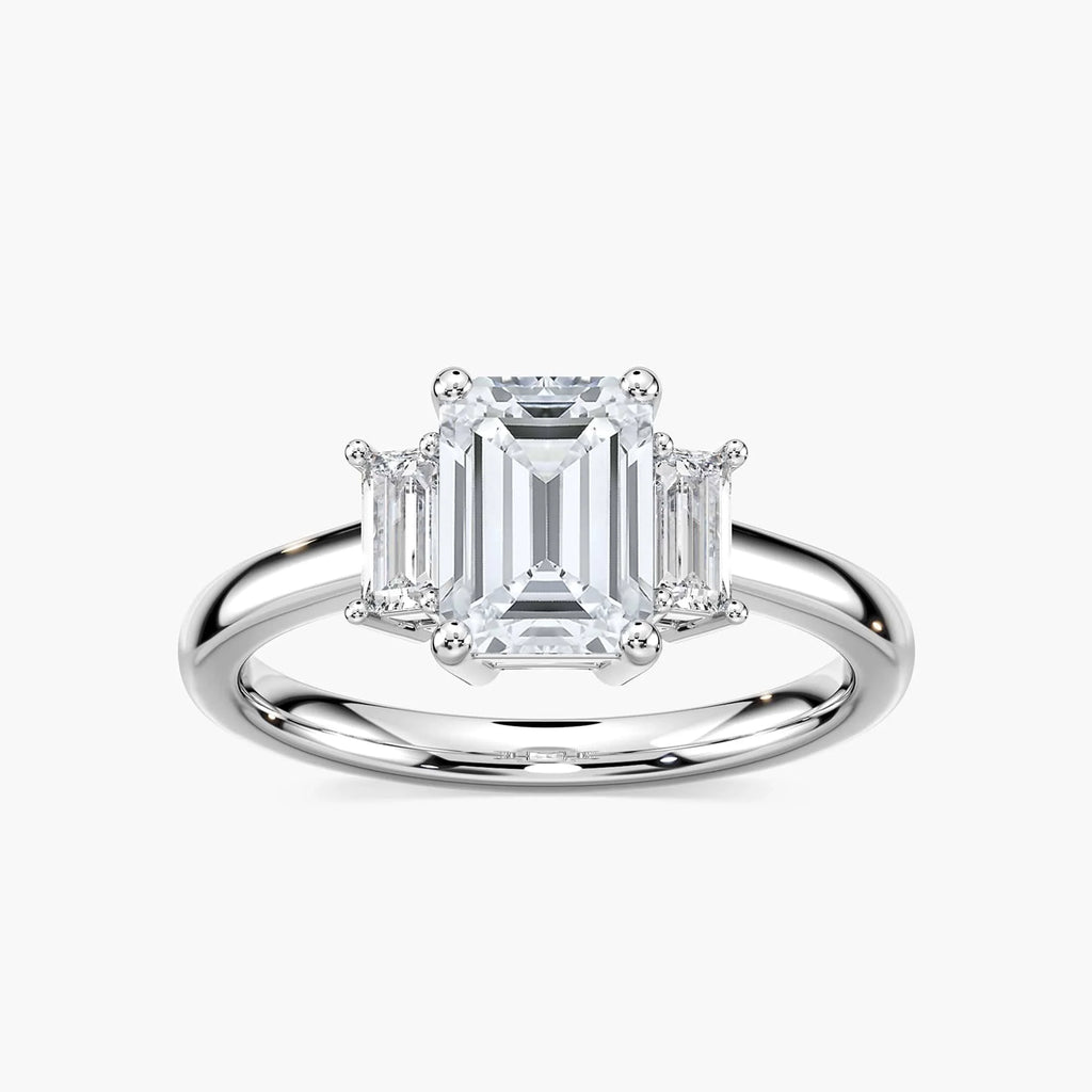 Isla Emerald LGD Three Stone Engagement Ring - Platinum