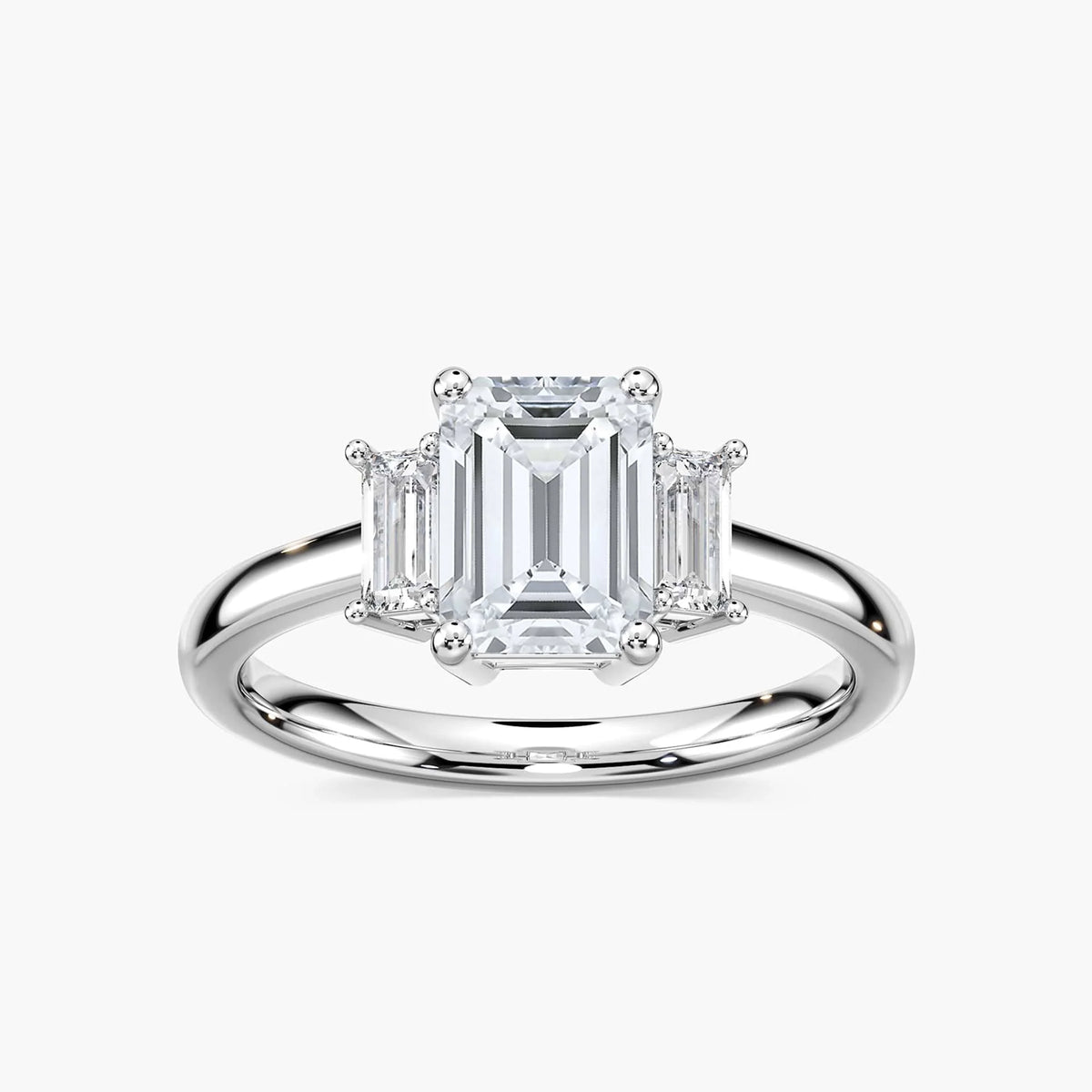 Isla Emerald LGD Three Stone Engagement Ring - Platinum
