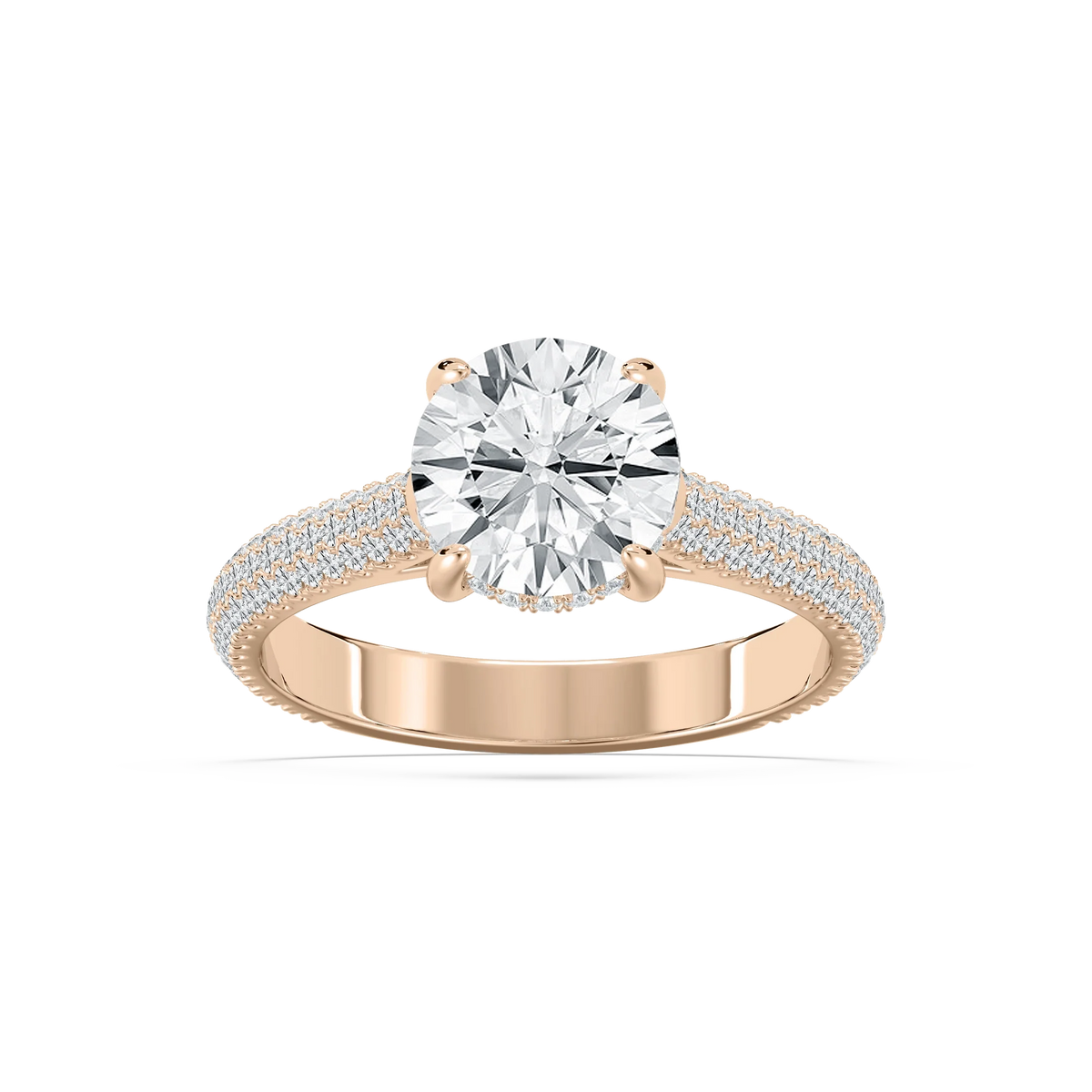 Jessa 2 ¹⁄₂ ctw Round LGD Luxe Pave Hidden Halo Engagement Ring - 14K Rose Gold