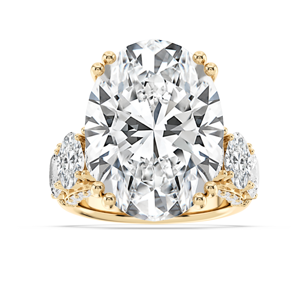 Jessica 27 ⅕ ctw Oval LGD Double Prong Side Stone Engagement Ring - Signature Collection - 14K Yellow Gold