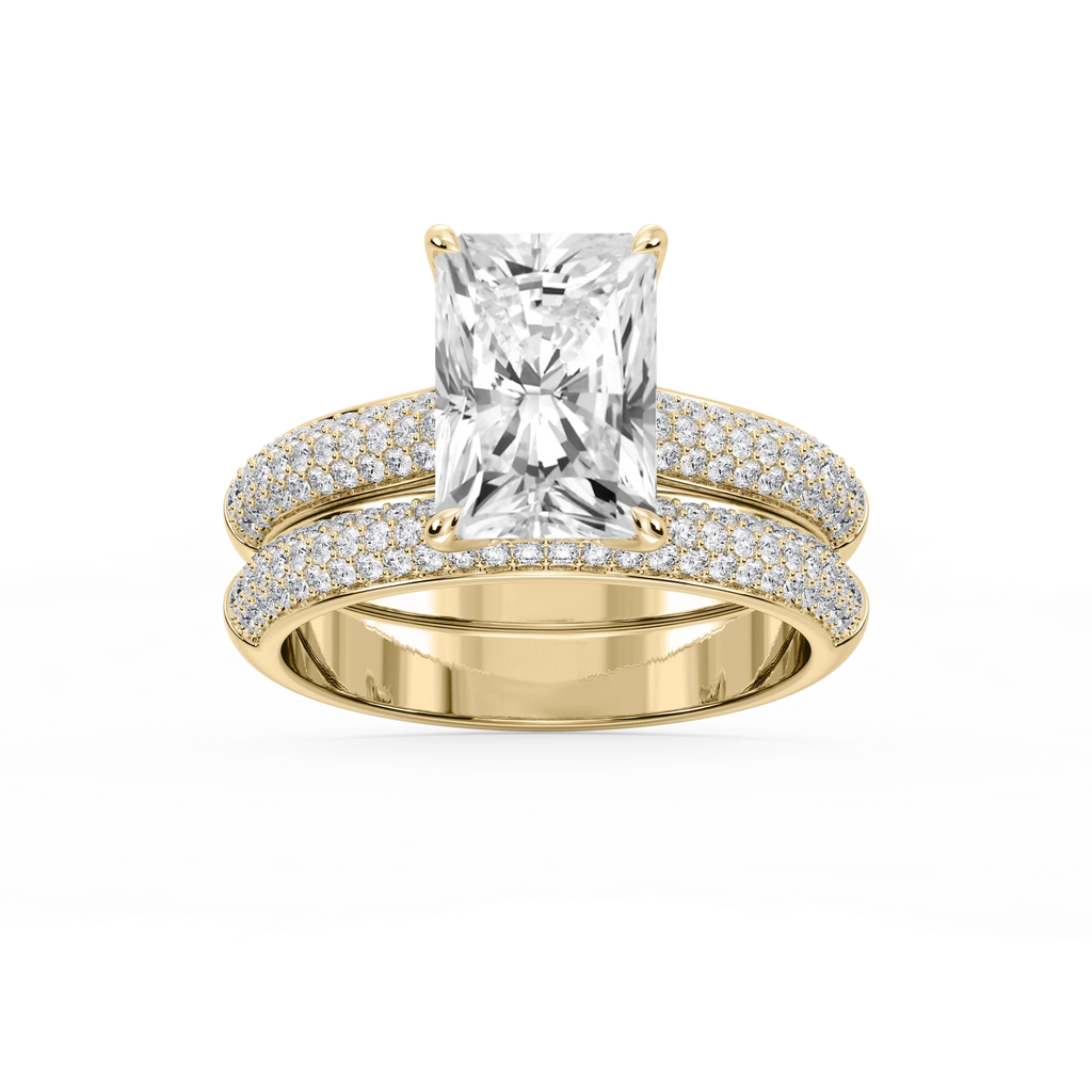 Joelle Radiant LGD Pave Scooped Hidden Halo Wedding Set