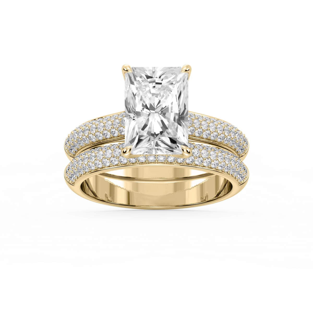 Joelle Radiant LGD Pave Scooped Hidden Halo Wedding Set