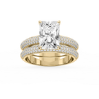Joelle Radiant LGD Pave Scooped Hidden Halo Wedding Set