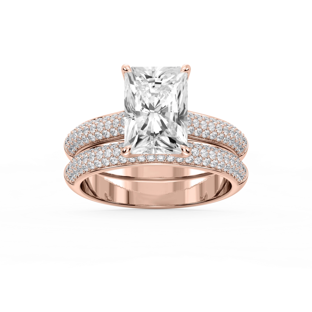 Joelle Radiant LGD Pave Scooped Hidden Halo Wedding Set