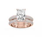 Joelle Radiant LGD Pave Scooped Hidden Halo Wedding Set