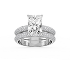 Joelle Radiant LGD Pave Scooped Hidden Halo Wedding Set