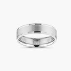 Journey 6.00mm Faceted Bevel Plain Metal Band - Platinum