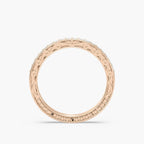 Julie 1/4 ctw Round LGD Scroll Profile Wedding Band - 14K Rose Gold